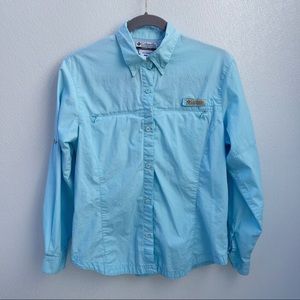 Details about / Columbia Women/'s Button Down Shirt Maple Leaf Print Blue M Coral Small Fall 6-8